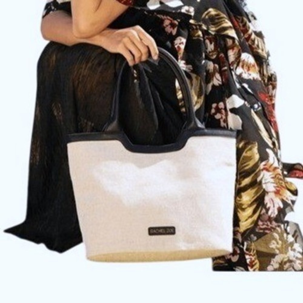 Rachel Zoe Haohaldan Natural Linen Canvas Tote Handbag Retails $105
